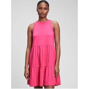 Women’s Gap Mini Dress Sz M With pockets, Tiered Sleeveless Barbie Pink